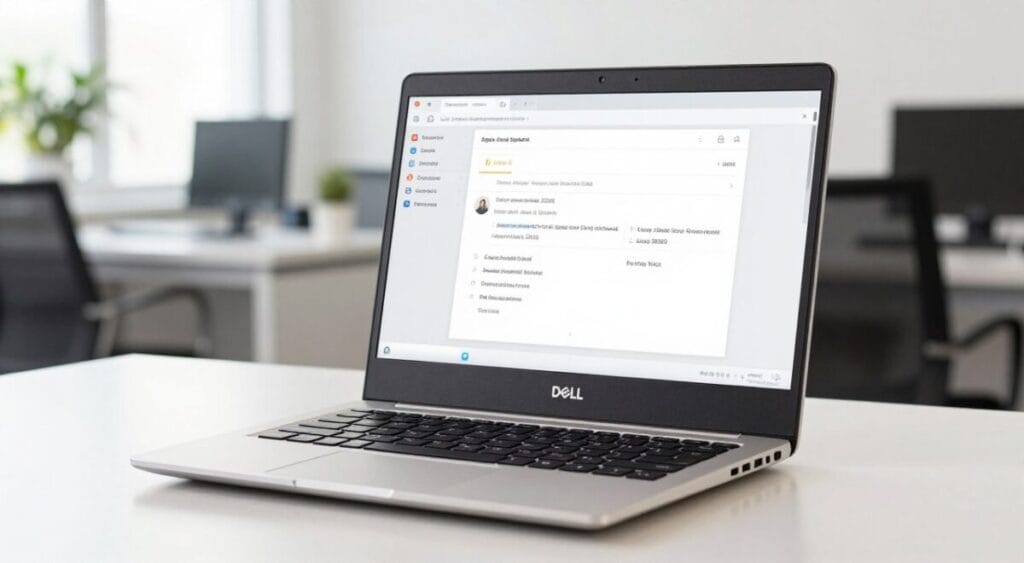 Imagem do Dell Inspiron 15 3520 ligado, mostrando sua tela Imagem do Dell Inspiron 15 3520 ligado, mostrando sua tela
