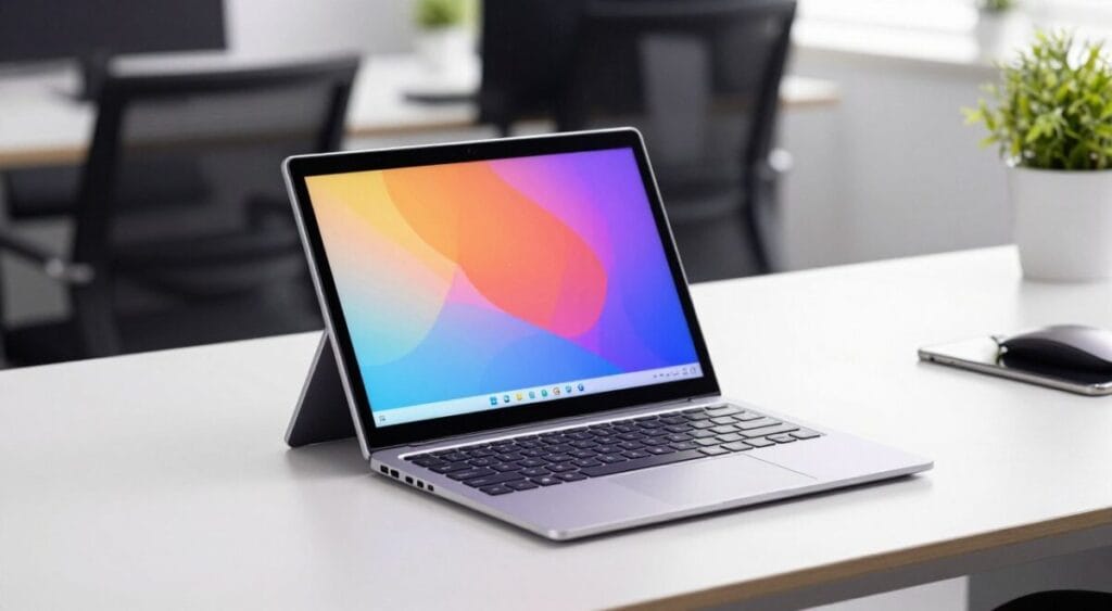 Imagem do Microsoft Surface Pro 11 com tela OLED brilhante e design elegante